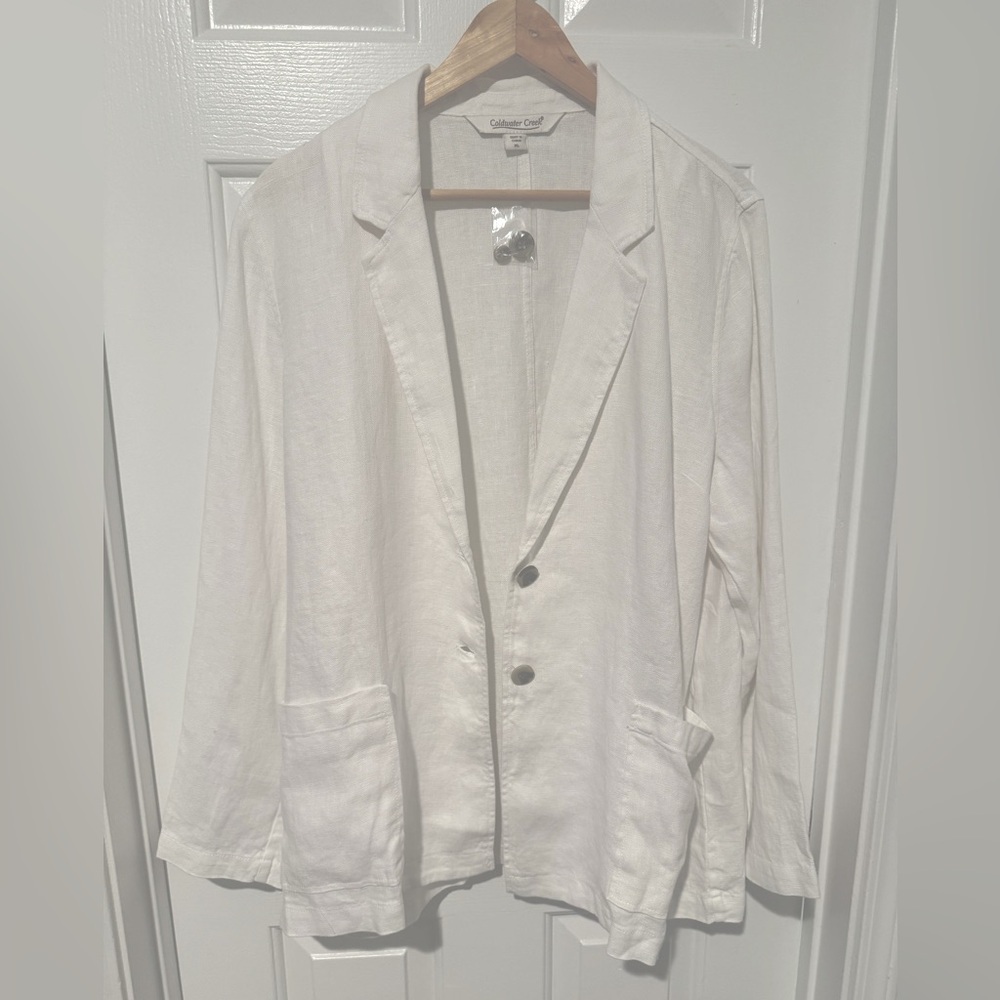 $128 Coldwater Creek Women's Boyfriend 2 Button Blazer Jacket White Size XL NWOT - Picture 9 of 10